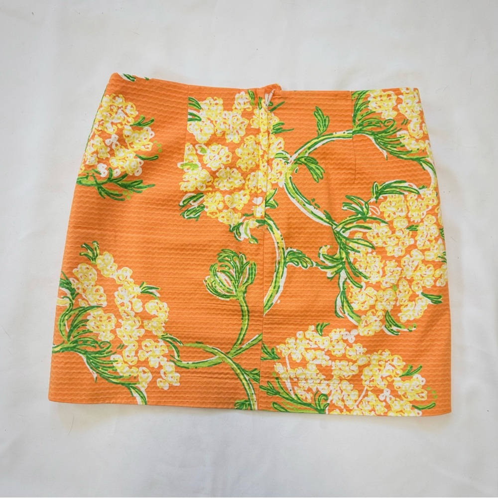 Lilly Pulitzer Lace by Dock Orange floral mini skirt 4, 100% cotton